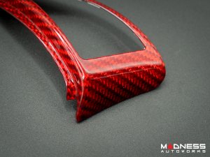 FIAT 500 Steering Wheel Trim Set - 2 pieces - Carbon Fiber - Red Pearl Finish